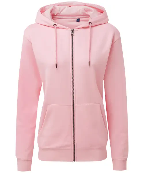 Asquith & Fox Women's Zip-Through Organic Hoodie Soft Pink