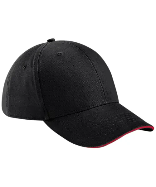 Beechfield Athleisure 6-Panel Cap Black/Classic Red