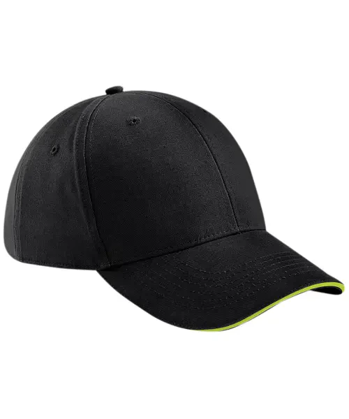 Beechfield Athleisure 6-Panel Cap Black/Lime Green