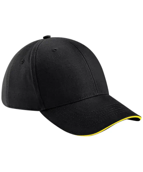 Beechfield Athleisure 6-Panel Cap Black/Yellow