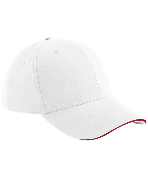 Beechfield Athleisure 6-Panel Cap White/Classic Red