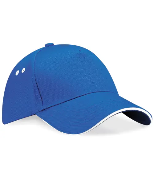 Beechfield Ultimate 5-Panel Sandwich Peak Cap Bright Royal/White