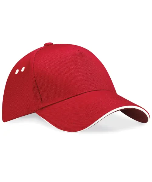 Beechfield Ultimate 5-Panel Sandwich Peak Cap Classic Red/White