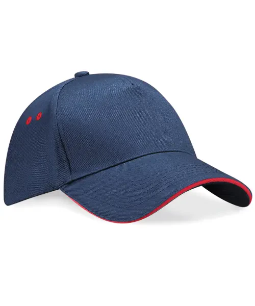 Beechfield Ultimate 5-Panel Sandwich Peak Cap French Navy/Classic Red