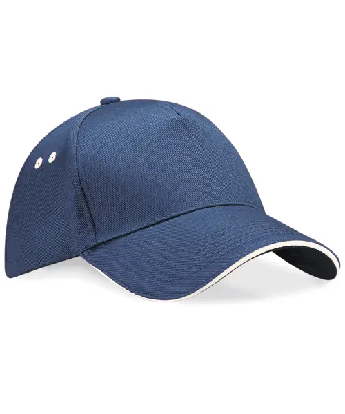 Beechfield Ultimate 5-Panel Sandwich Peak Cap Navy/Putty