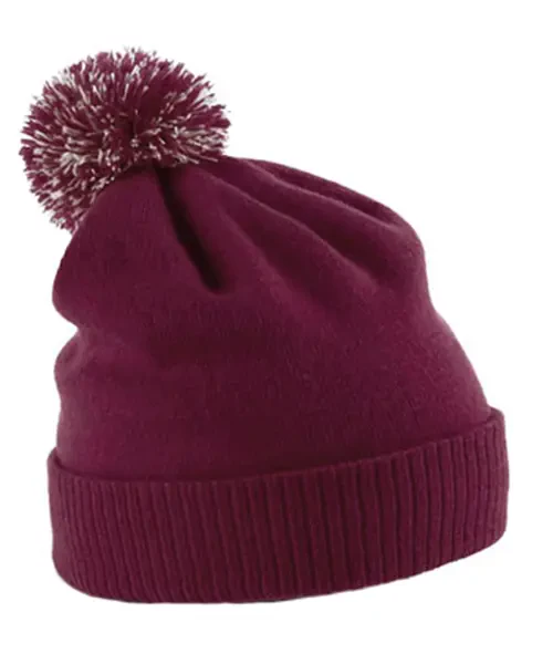 Beechfield Snowstar Beanie Burgundy/off White