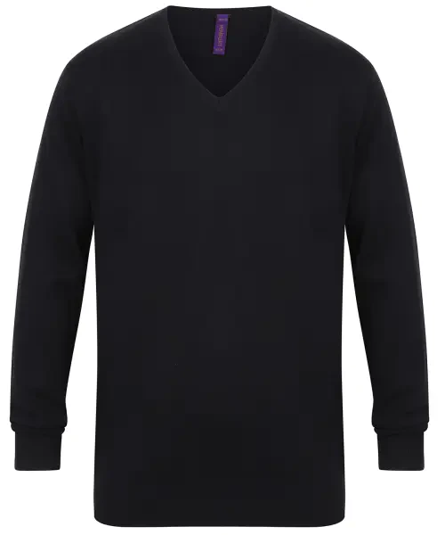 Henbury 12 Gauge V-neck Jumper Navy