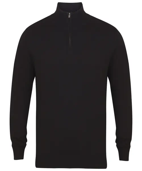 Henbury ¼ Zip Jumper Black