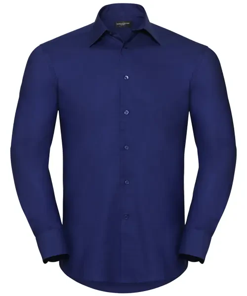 Russell Collection Long Sleeve Easycare Tailored Oxford Shirt Royal