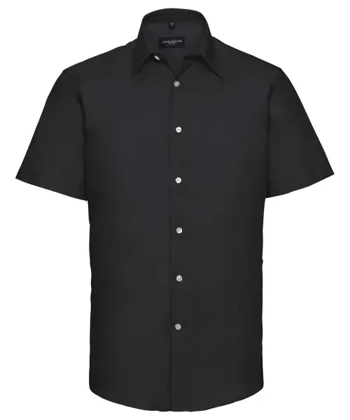 Russell Collection Short Sleeve Easycare Tailored Oxford Shirt Black