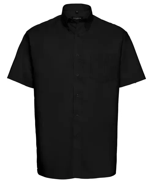 Russell Collection Short Sleeve Easycare Oxford Shirt Black