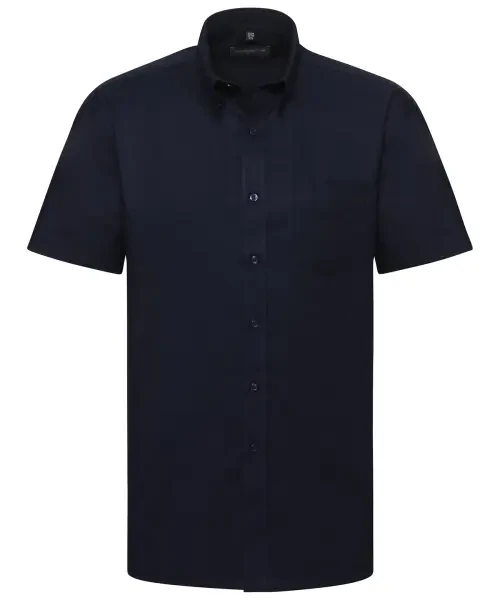 Russell Collection Short Sleeve Easycare Oxford Shirt Bright Navy