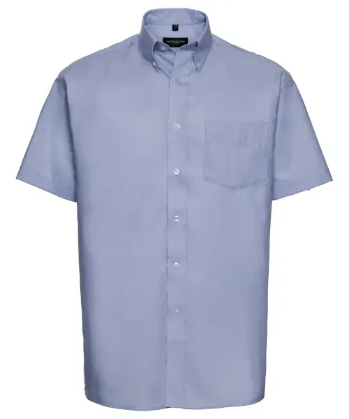 Russell Collection Short Sleeve Easycare Oxford Shirt Oxford Blue