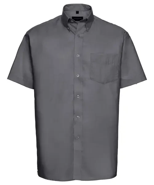 Russell Collection Short Sleeve Easycare Oxford Shirt Silver