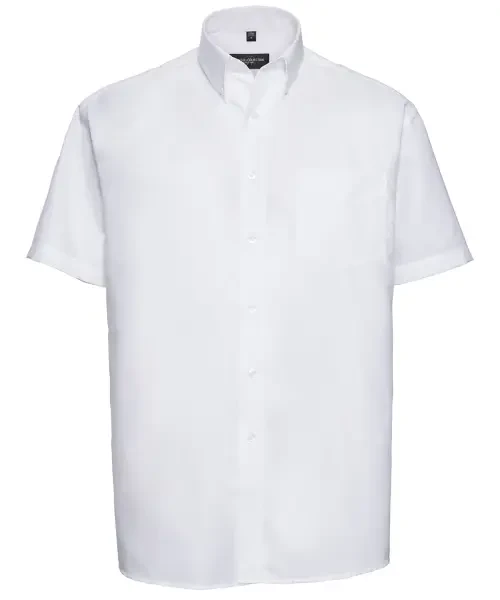 Russell Collection Short Sleeve Easycare Oxford Shirt White