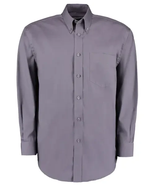 Kustom Kit Corporate Oxford Shirt Long Sleeved Classic Fit Charcoal