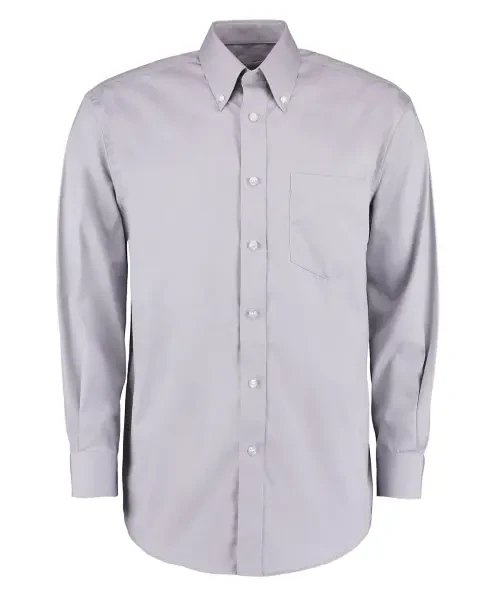 Kustom Kit Corporate Oxford Shirt Long Sleeved Classic Fit Silver Grey