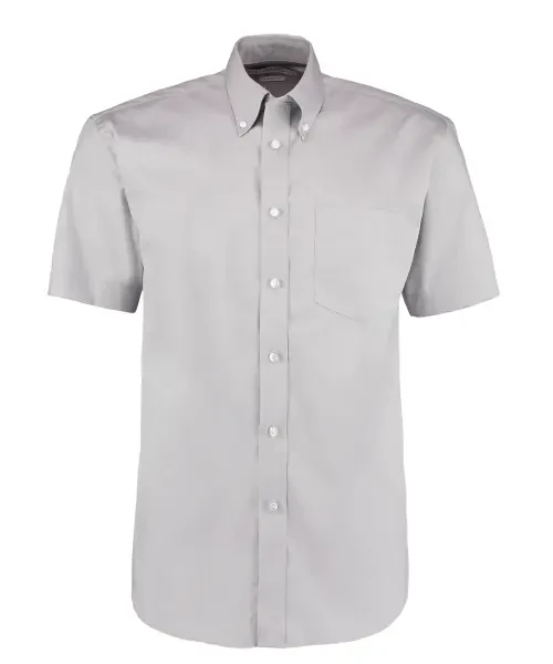 Kustom Kit Corporate Oxford Classic Fit Short-Sleeved Shirt Silver Grey