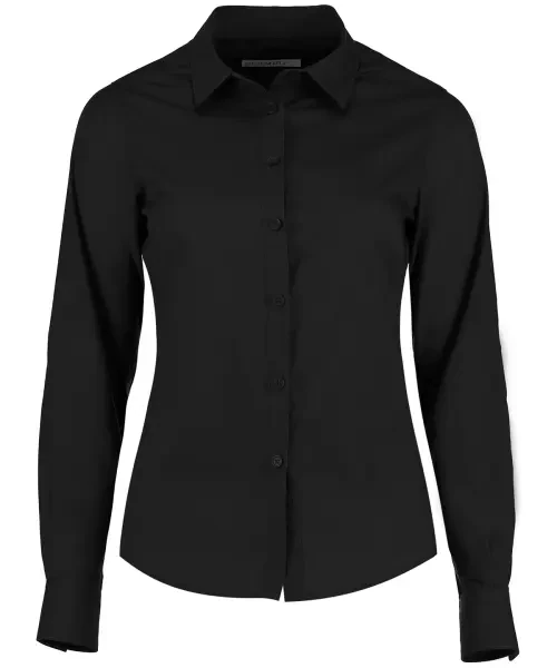 Kustom Kit Women's Poplin Long Sleeve Shirt Black