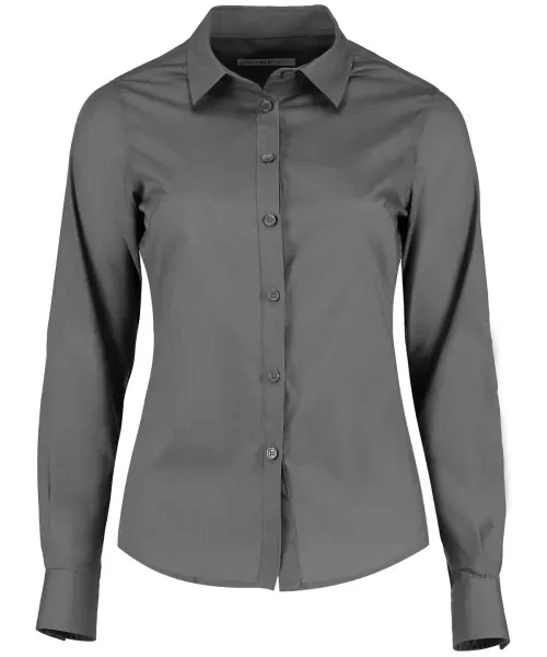 Kustom Kit Women's Poplin Long Sleeve Shirt Graphite