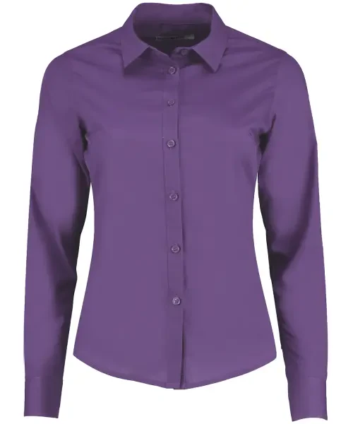 Kustom Kit Women's Poplin Shirt Long Sleeve Purple