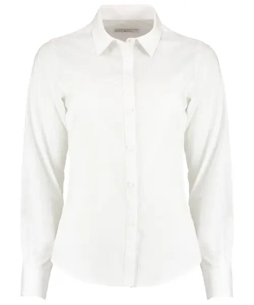 Kustom Kit Women's Poplin Long Sleeve Shirt White