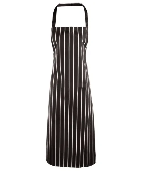 Premier Striped Bib Apron Black/white One Size