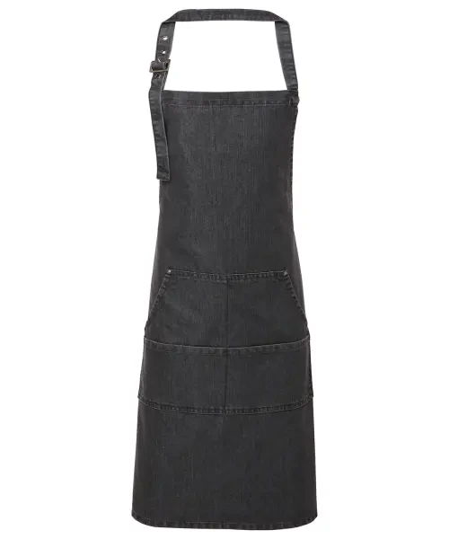 Premier Jeans Stitch Bib Apron Black Denim