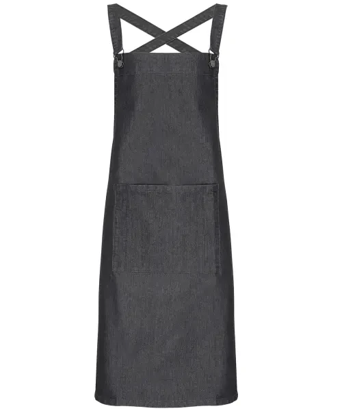 Premier Cross Back 'barista' Bib Apron Black Denim