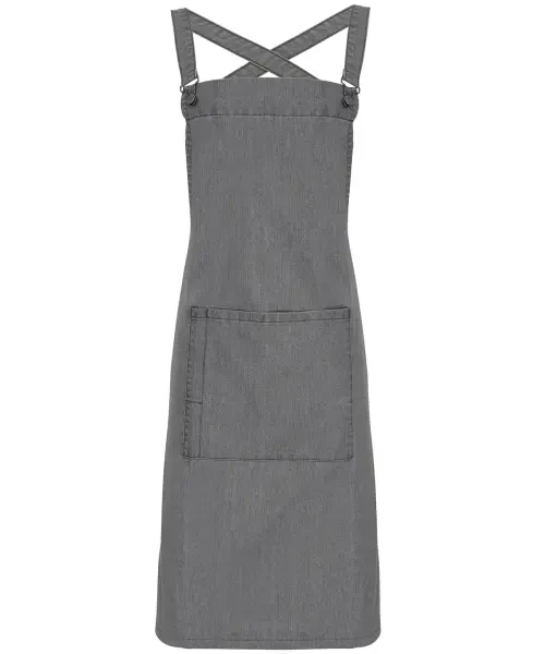 Premier Cross Back 'barista' Bib Apron Grey Denim