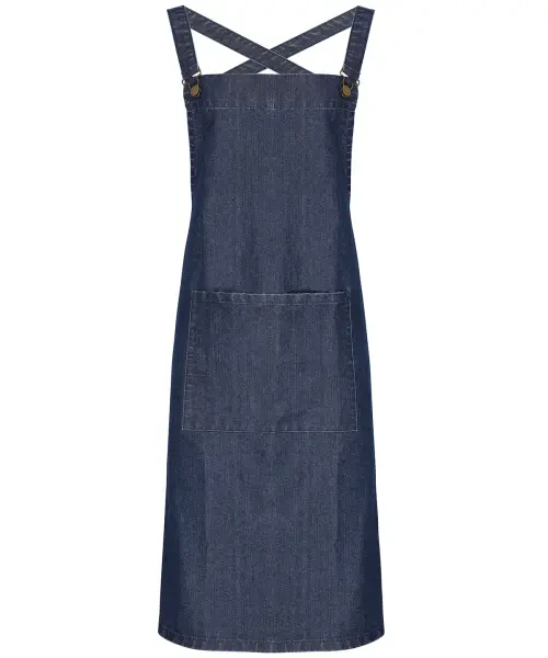 Premier Cross Back 'barista' Bib Apron Indigo Denim