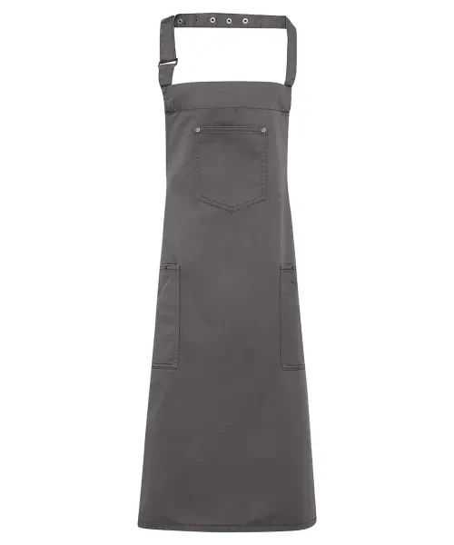 Premier Chino Cotton Bib Apron Steel