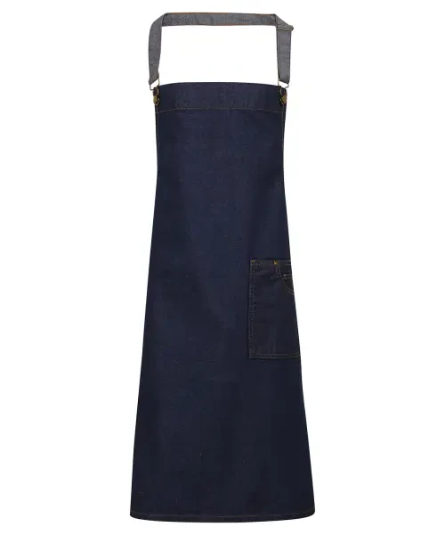 Premier District Waxed-look Denim Bib Apron Indigo Denim