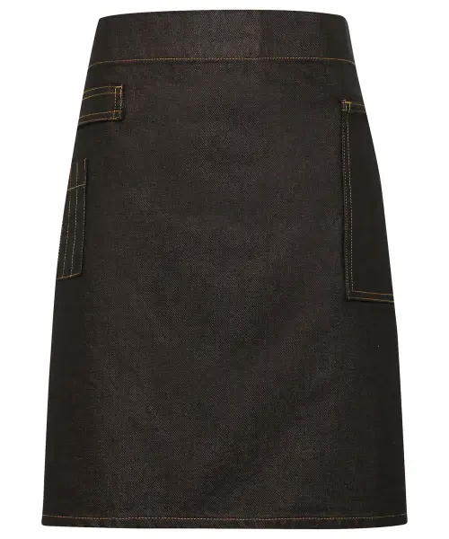 Premier Division Waxed-look Denim Waist Apron Black/tan Denim