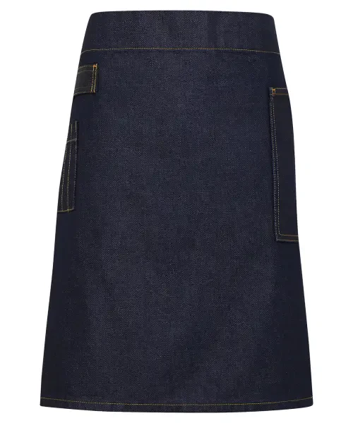 Premier Division Waxed-look Denim Waist Apron Indigo Denim