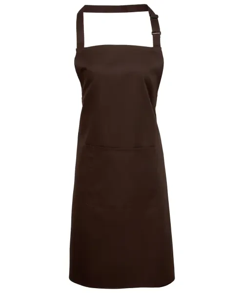 Premier Colours Bib Apron With Pocket Brown