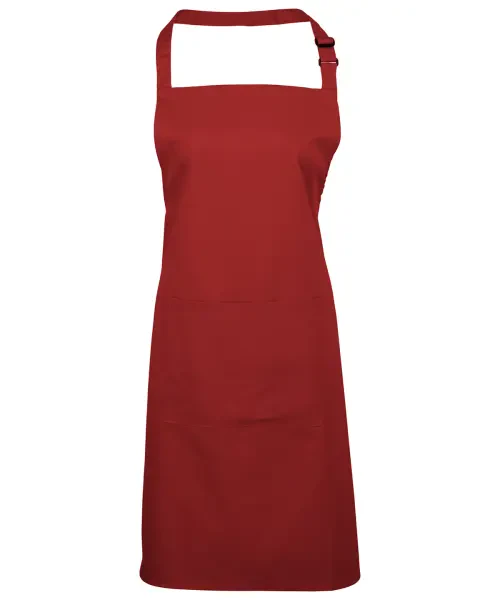 Premier Colours Bib Apron With Pocket Red