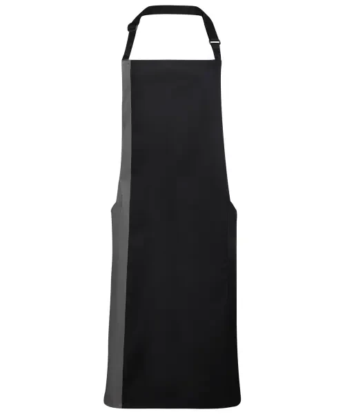 Premier Contrast Bib Apron Black/dark Grey