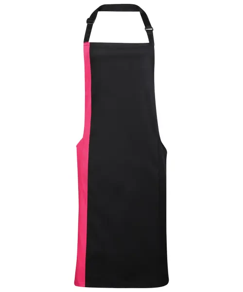 Premier Contrast Bib Apron Black/hot Pink