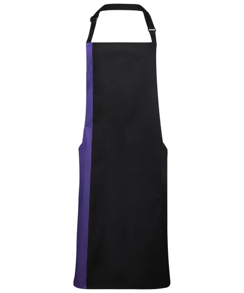 Premier Contrast Bib Apron Black/purple