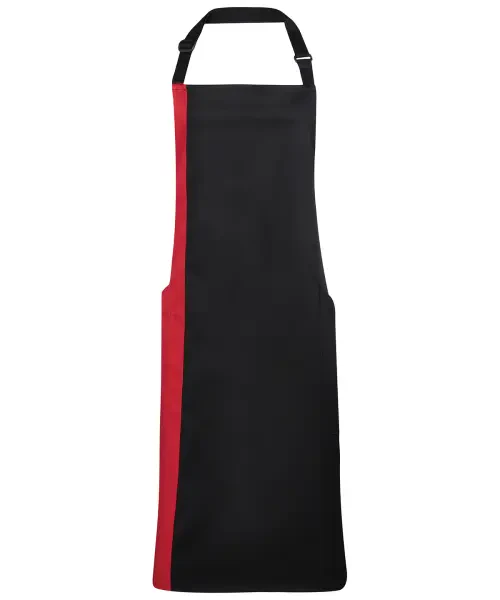 Premier Contrast Bib Apron Black/red