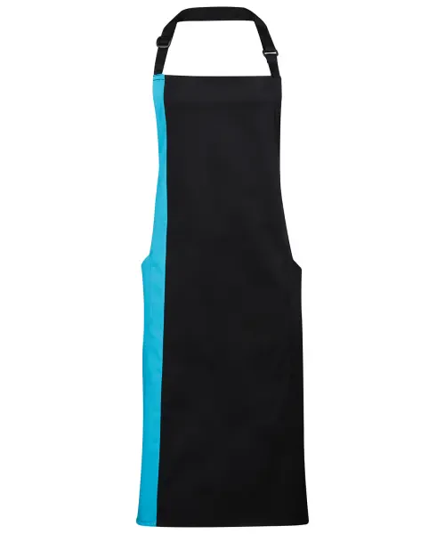 Premier Contrast Bib Apron Black/turquoise