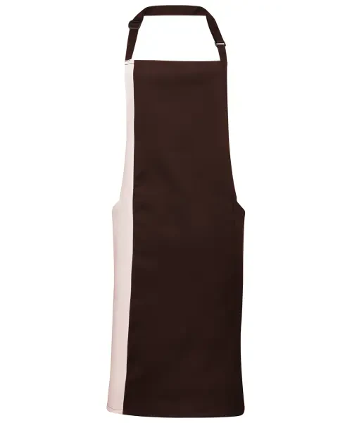 Premier Contrast Bib Apron Brown/natural