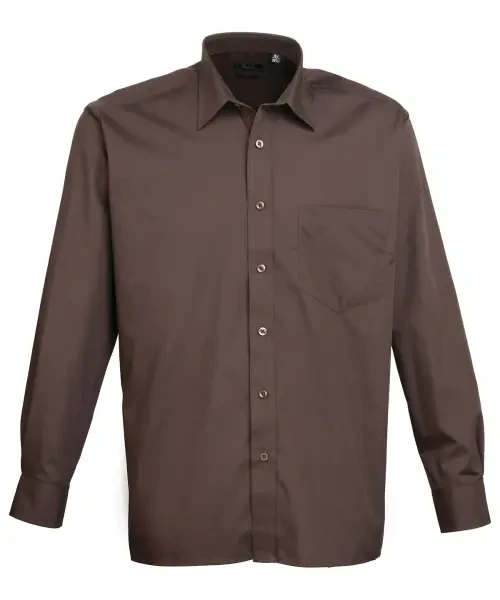 Premier Long Sleeve Poplin Shirt Brown