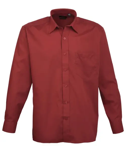 Premier Long Sleeve Poplin Shirt Burgundy