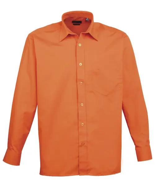 Premier Long Sleeve Poplin Shirt Orange