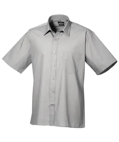 Premier Short Sleeve Poplin Shirt Silver