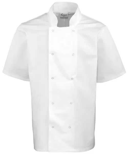 Premier Studded Front Short Sleeve Chef's Jacket White