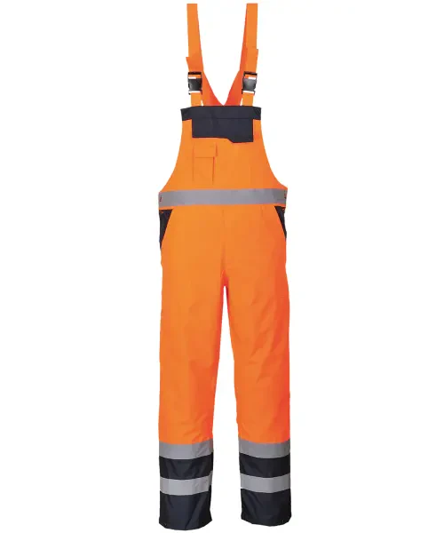 Portwest Contrast Bib and Brace Unlined (S488) Orange/Navy