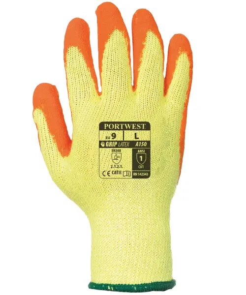 Portwest Classic Grip Latex Glove (A150) Yellow/Orange